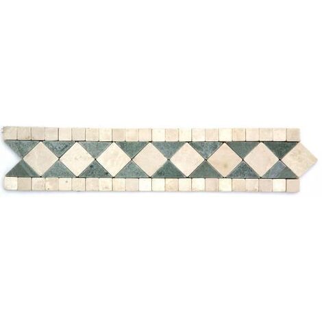 Frise pierre Marbre Vert Téos / Marbre Beige GM102 33.3x7 cm - unité