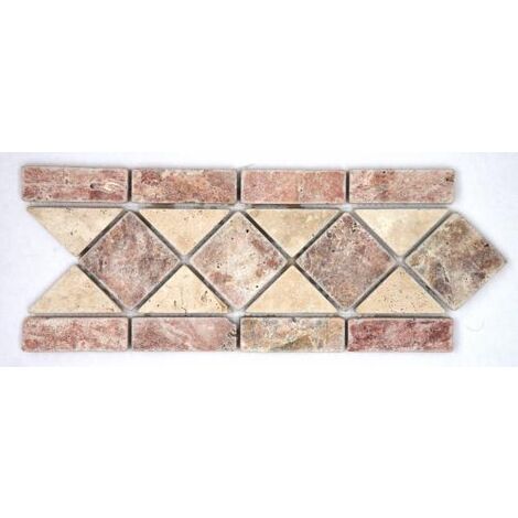 Frise pierre travertin Rouge / travertin Beige 508 28.5x10.5 cm - unité