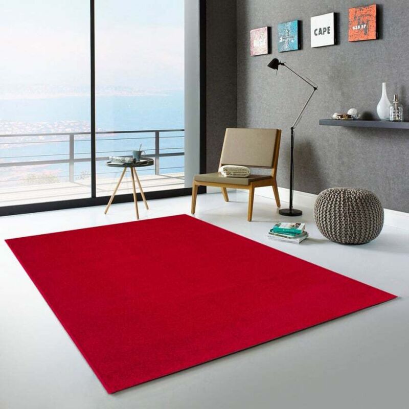 

Frisee alfombra roja moderna antiestática para sala de estar Casacolora CCROS | Talla: 50 x 80