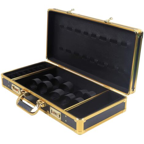 Friseursalon Tragetasche Barber Friseur Werkzeug Koffer Trimmer Kiste Stylist Scheren Kamm Organizer Box Tragbarer Haarschneider KäMme Styling Tool Travel Carry Case Mit Schloss Schwarzes Gold