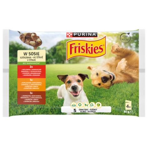 FRISKIES ADULTE au bœuf, poulet, agneau et légumes en sauce 4 x 85 g
