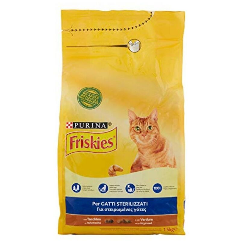 Friskies croquettes pour chats stérilisés avec de la dinde et des légumes ajoutés Purina 1,5 kilogrammes