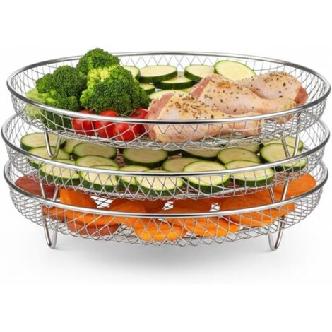 Friteuse à Air 3 en 1 avec Grille Accessoires et Séchoir pour Aliments Ronds 20 cm