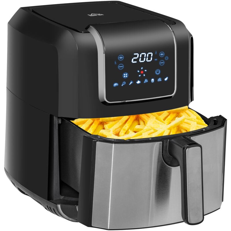 Homcom - Friteuse à air 1700W 6,5L - air fryer multifonction 8 programmes - température réglable - timer 60 min. - gris noir