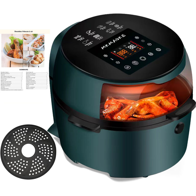 Magicfox - Friteuse à air chaud 8L - fenêtre visible, Friteuse sans huile Écran tactile, Fonction de cuisson préréglée/Recette - Vert