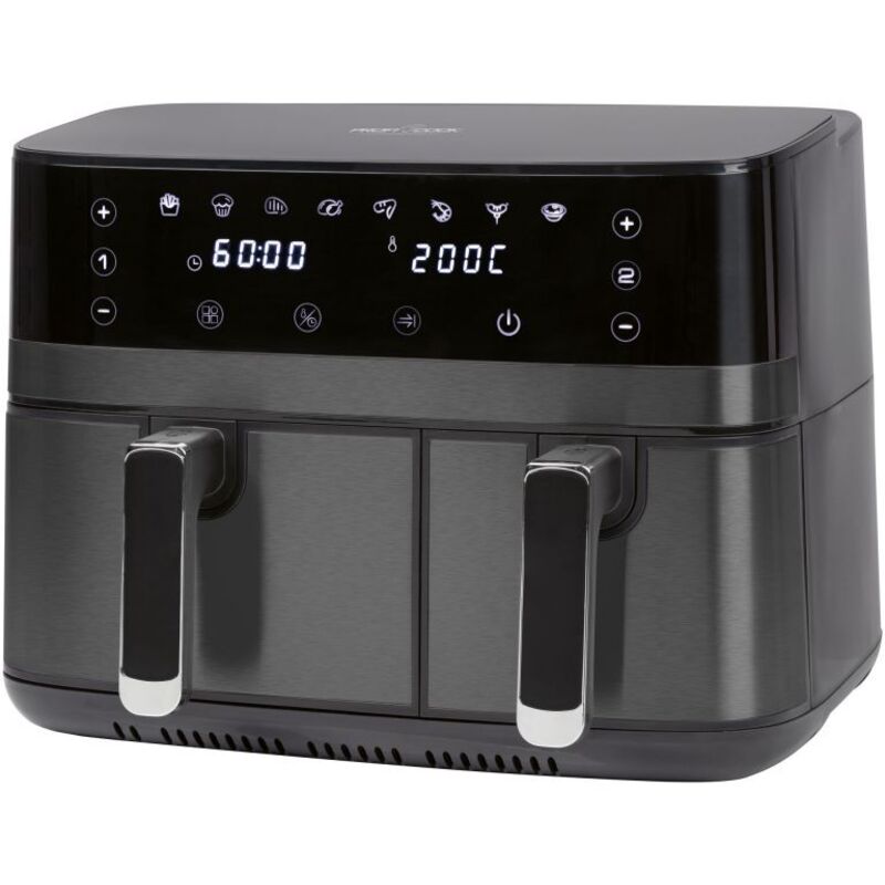 Profi Cook PC-FR 1295 H Doppel-Heißluft-Fritteuse 9 l, 2700 Watt, Schwarz