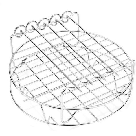 Friteuse à air chaud, grille en acier inoxydable, plateau de cuisson et panier vapeur argenté