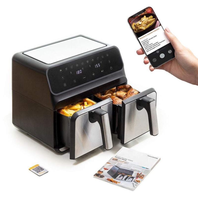 Friteuse à Air Innovagoods Fryinn Double 8000 Noir 3400 w 8 l Acier inoxydable