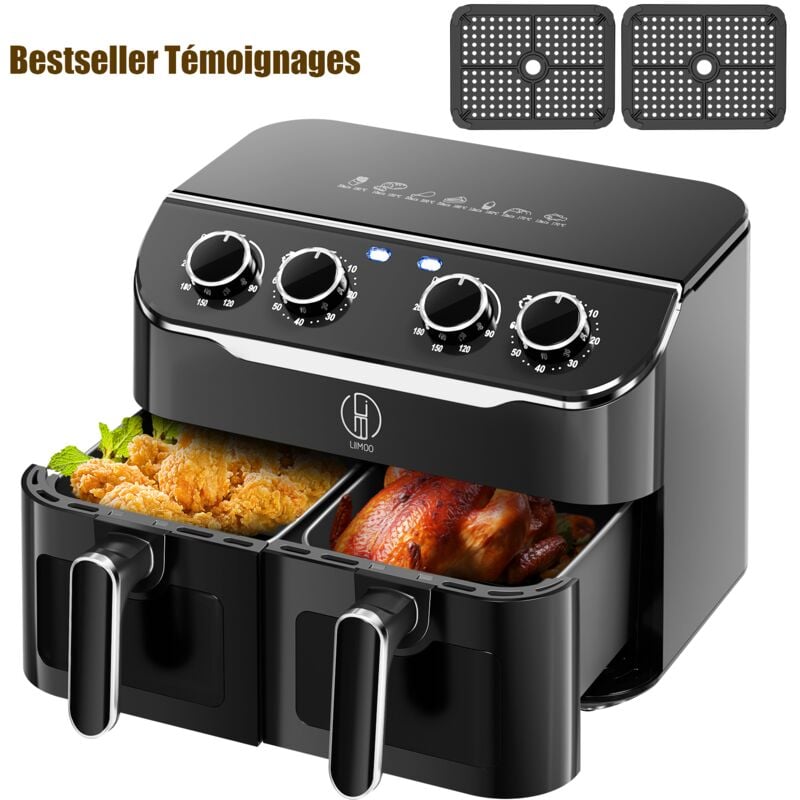 Vicsonic - Friteuse à Air sans Huile 11L 2800W, AirFryer 2 Tiroir de Cuisson Indépendant, Technologie Rapide Air 90℃200℃ Minuterie