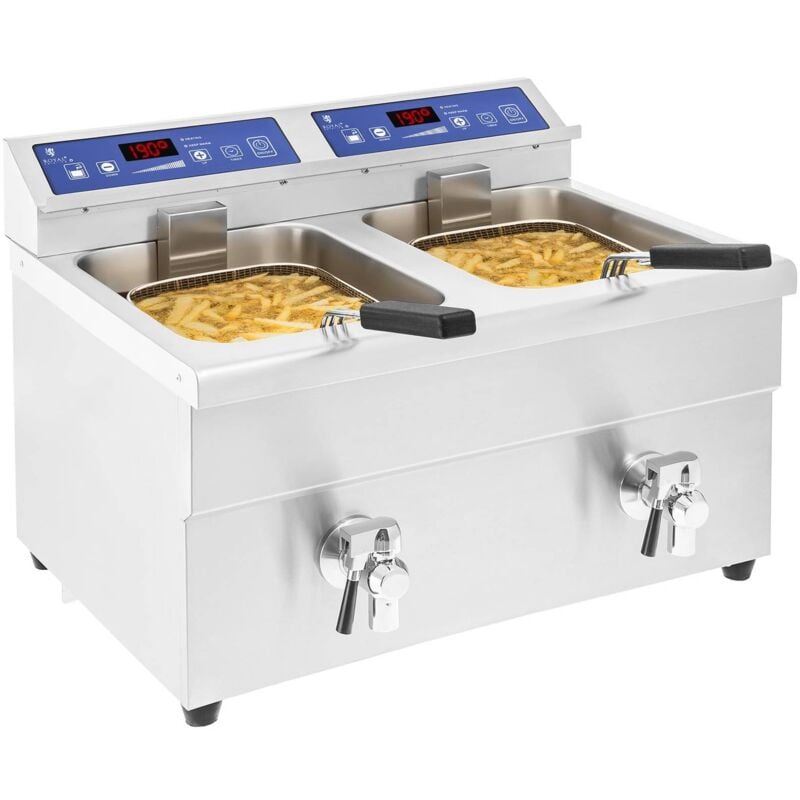 Royal Catering - Friteuse a Induction Inox Electrique 2 x 3 500 w 2X10 l Huile 60-190° Minuterie