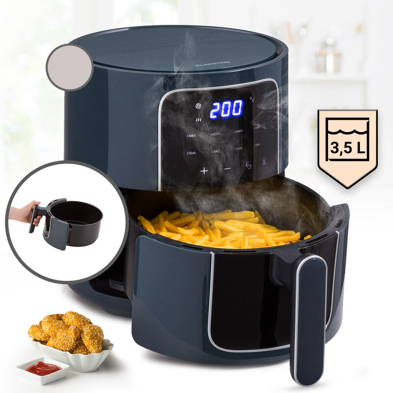 Klarstein - Friteuse Sans Huile, Friteuse Compacte à Air Chaud 1400W à Chauffage Rapide pour la Cuisine, Airfryer 3.5L avec Ecran Tactile, Minuterie,