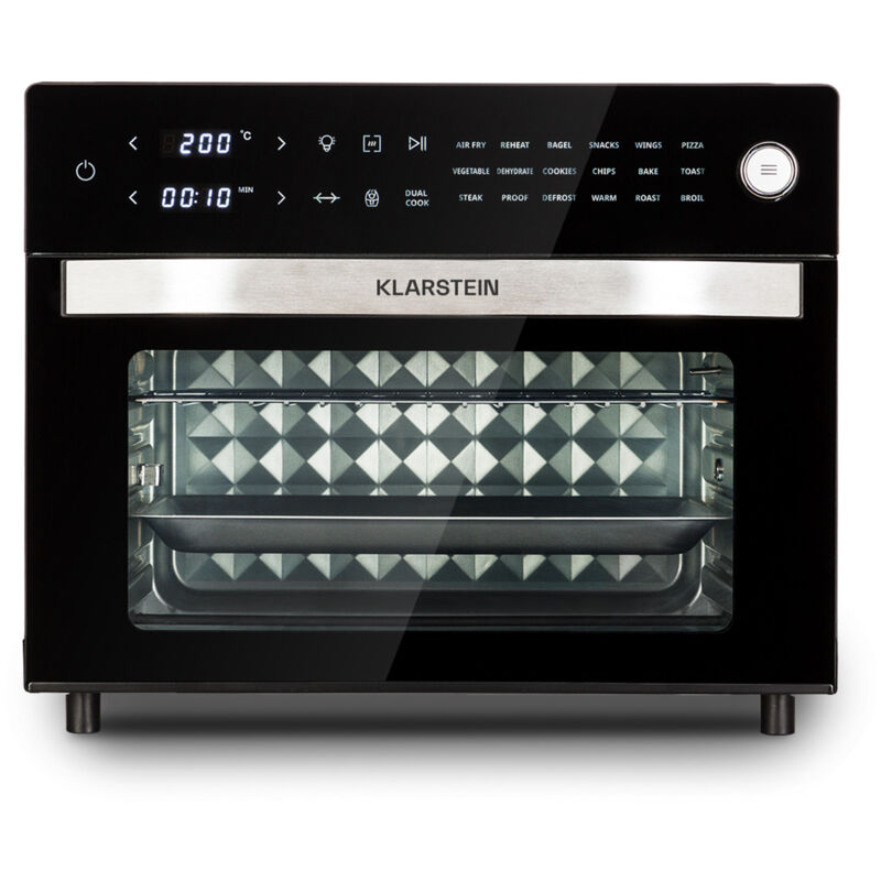 Klarstein - Airfryer, Friteuse à air chaud , 1800 w ,30 litres ,Friteuse électrique, 18 programmes, Friteuse sans huile, Noir