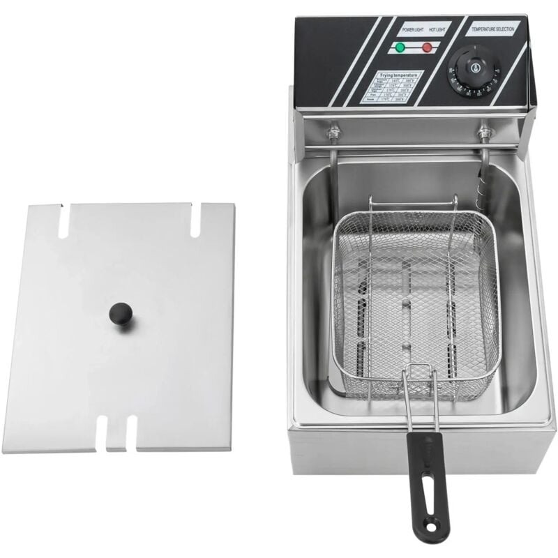 Friteuse avec huile 6 L en acier inoxydable 2500 W professionnelle gastronomie cuisine zones froides friteuse friteuse contrôle de la température en