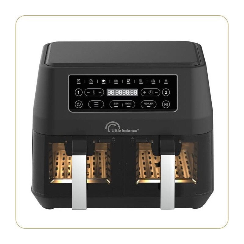 Little Balance - Friteuse diététique 8765 - Crousty light duo - 9 l - 2460 w - 9 programmes - Noir