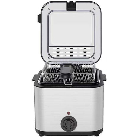 Friteuse électrique 2.5L Mini Familiale 1000W multi-fonction en acier inoxydable pour Kebabs et Pommes de terre