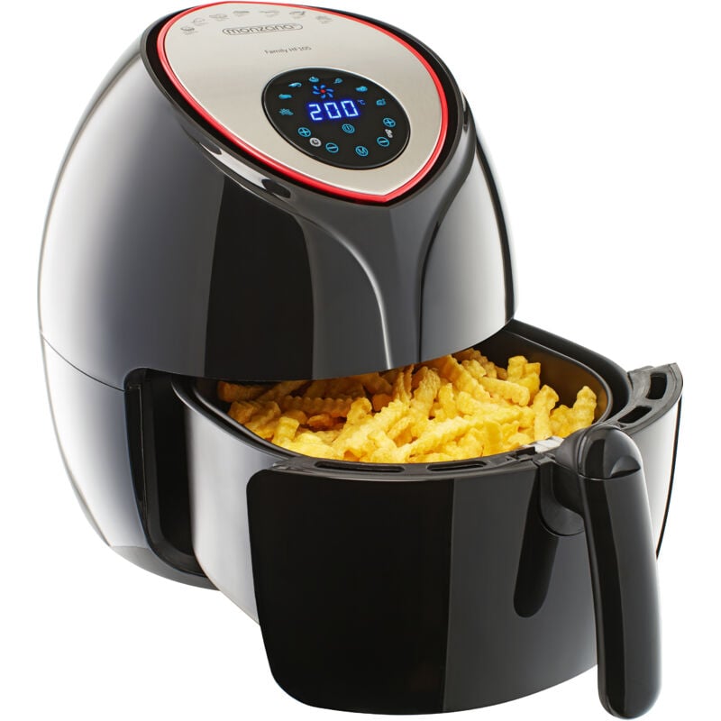 Friteuse sans huile 9en1 Friteuse électrique 6,5 l 1850W noir Avec température réglable Livre de recettes