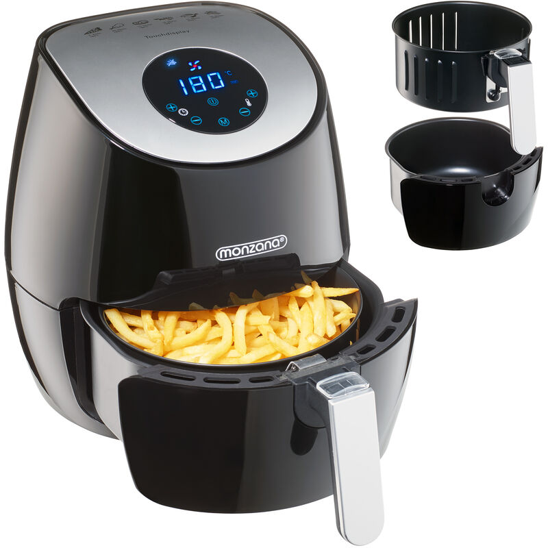 Friteuse électrique à air chaud avec écran tactile, minuteur et température réglable 1500 W 3,6L - Noir et argent