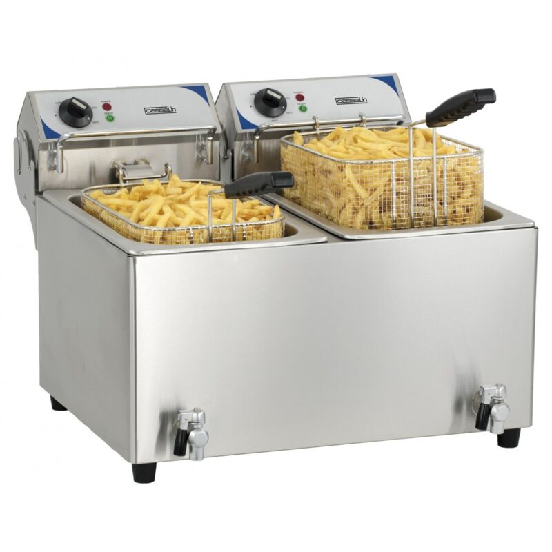 Casselin - Friteuse électrique avec vanne de vidange 2 x 10 litres