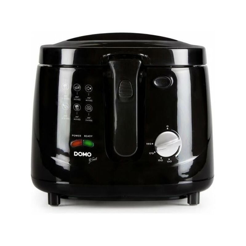 Domo - Friteuse Electrique classique DO461FR - 2.5L - Noir - Thermostat réglable - Cool Touch