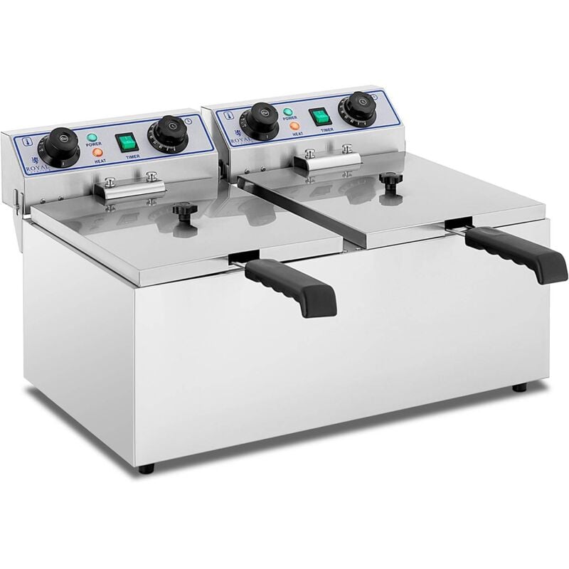 Royal Catering - Friteuse Électrique Double Friteuse De Restaurant Cuve Amovible 2x 13L 2x 3200 w