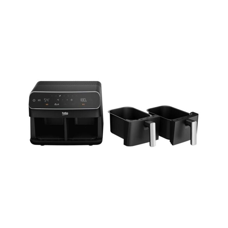 Beko - Friteuse Electrique multifonction a air chaud FRL5388B - 2400 w - 8,5 l pour 2 kg de frites - 2 cuves (2x 4,5 l) - Noir