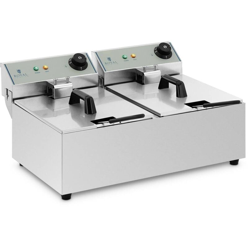 Royal Catering - Friteuse Électrique Professionnelle Friteuse Restaurant Eco 230V 2X 10L 2X 3200W