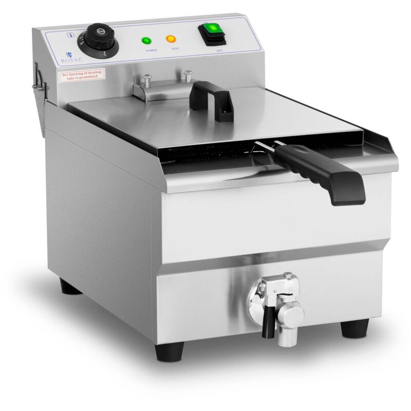 Royal Catering - Fryer électrique - 13 litres - 3200 w - Tap de drainage - Zone froide