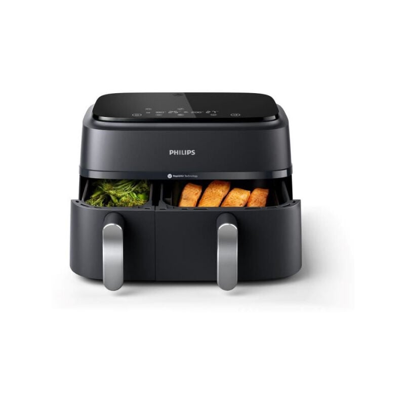 Philips - Friteuse Electrique sans huile Airfryer NA351/00 - Double cuve 9L - 8 programmes de cuisson - 2750W