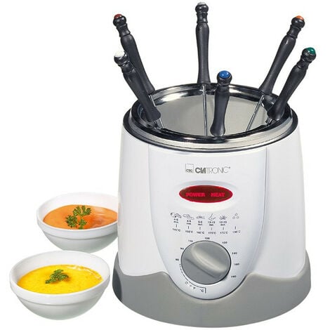 Clatronic FFR 2916 Fondue-friteuse 840 W avec réglage manuel de la température blanc, gris