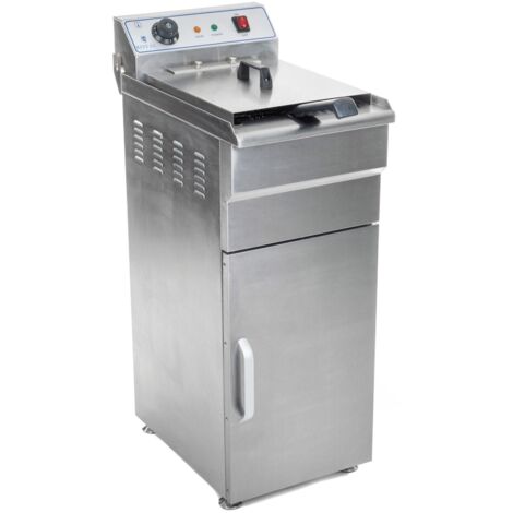 Friteuse haute acier inox 1 bac 16 litres cuve amovible avec minuterie professionnelle - Argenté