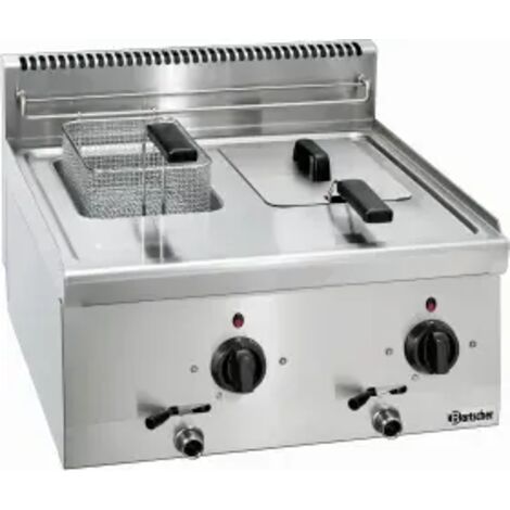 Friteuse inox double électrique 2 x 6 Litres, à poser, 6600 W, 400 V - TRI