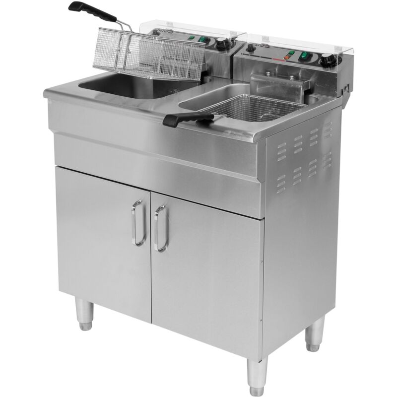 Friteuse professionnelle 2 x 11,5 L avec socle, 2 x 5 000 W, 520 x 730 x 900 mm, 380-400 V