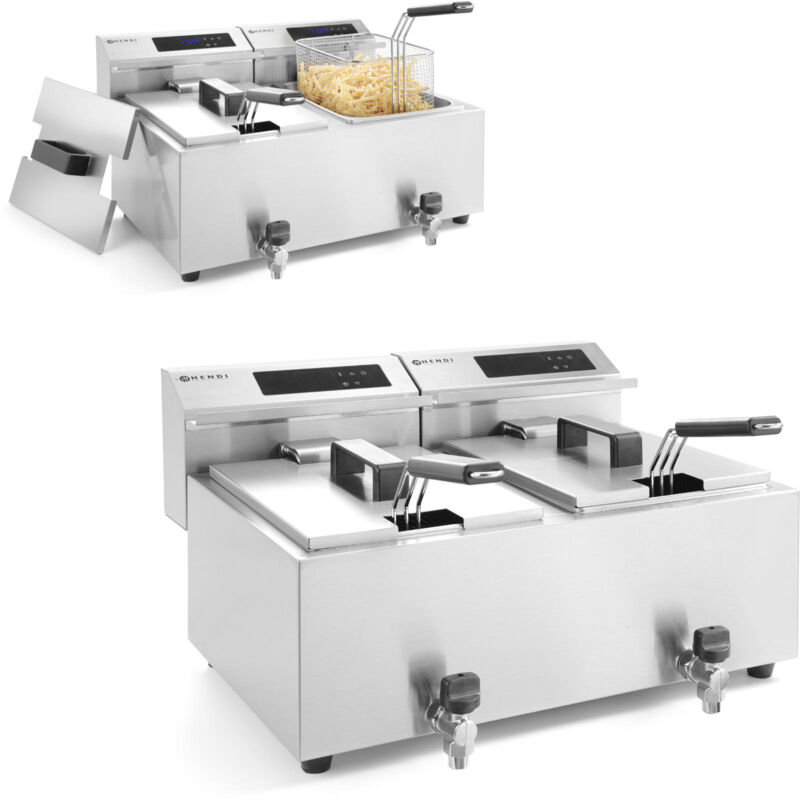 Hendi - Friteuse à panneau numérique Mastercook avec robinet 2x8L 2x3500W
