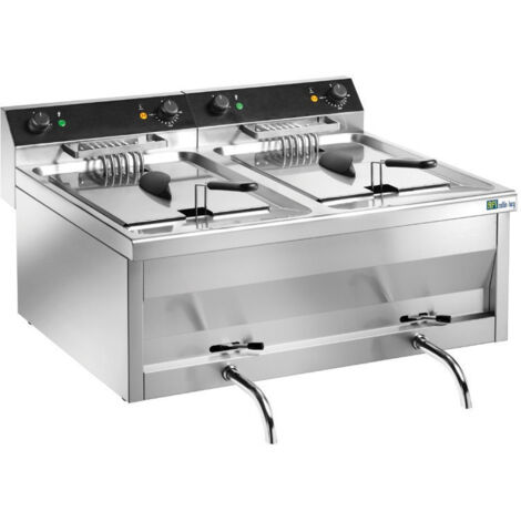 Friteuse Professionnelle à Poser Electrique en Inox avec Robinet de Vidange - 2 x 12 L - AFI Collin Lucy