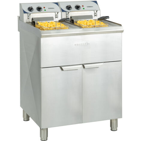 Friteuse Professionnelle Double sur Meuble Haut Rendement - 2 x 10 Litres - Casselin