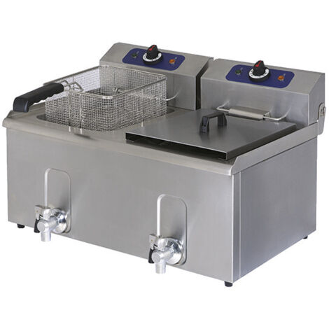 Friteuse Professionnelle Électrique de Table avec Robinet de Vidange, Capacité de l'Huile 8 ou 16 Litres - Virtus