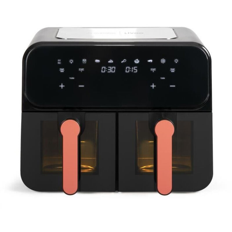 Friteuse sans huile 2 x 4.5l 2400w noir - Livoo - DOC316