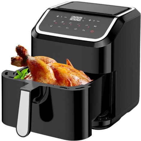 JOEAIS Heißluftfritteuse 9.7L XXL Airfryer Ohne Öl Heizluft Fritteuse LED Touchscreen, 1600,00 W, Airfryer Einstellbare Zeit/Temperaturregelung für Luftbraten, Braten