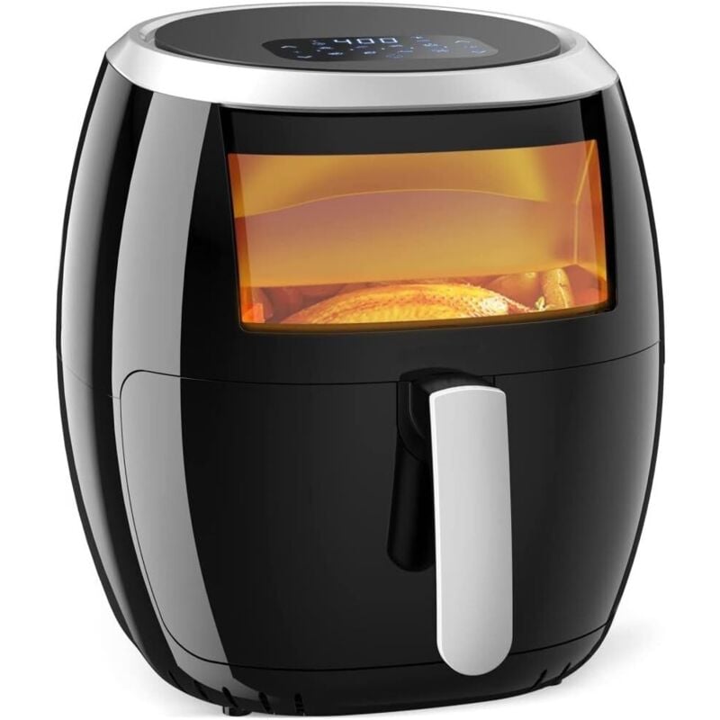 Lunsy - Friteuse sans Huile à Air 7.7L, Friteuse à air avec en un Clic, Antiadhésive, Minuterie Thermostat, Ecran Tactile, Noir