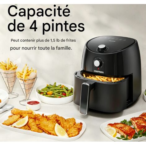 Friteuse sans huile Aigostar 1500W 3,5L, friteuse électrique avec minuteur et réglage de température, cuisson saine pour frites, poulet et repas maison