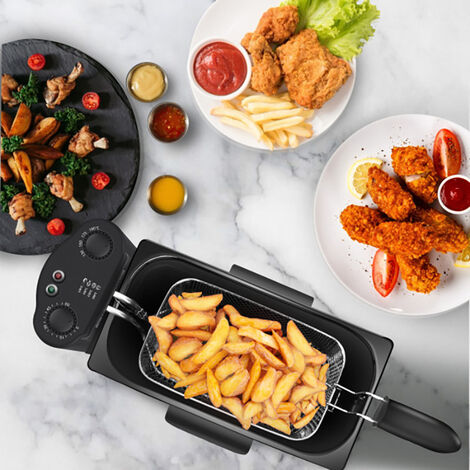 Friteuse sans huile Friteuse à gaz à double casserole en acier inoxydable L42.5W21.5H23cm