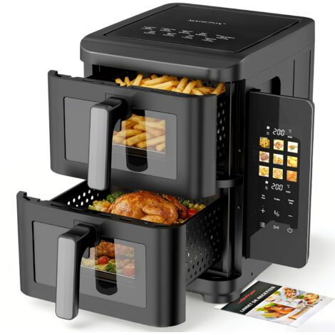 Friteuse sans Huile - MAGICFOX - 10L - 2 Tiroirs - Écran Tactile - 9 Programmes