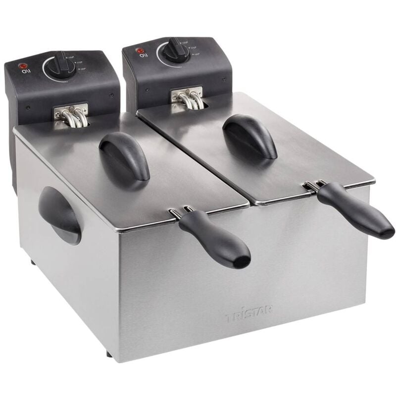 FR-6937 Double friteuse zone froide 2x 1800 w argent (mat) - Tristar