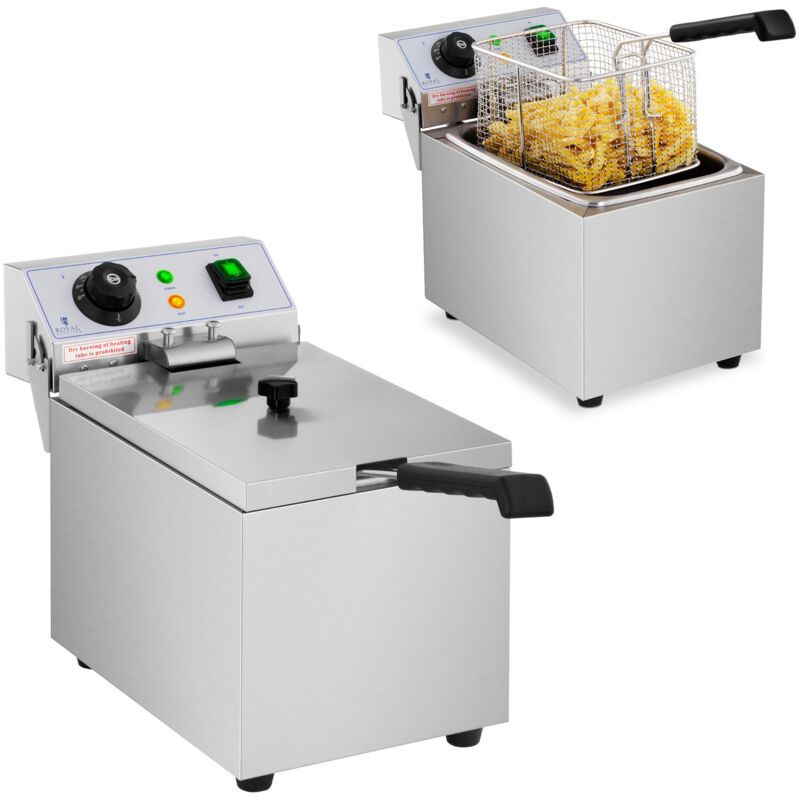 Royal Catering - Edelstahl Gastro Elektro Fritteuse 230 V Kapazität 8 L Kaltzone 3200 W