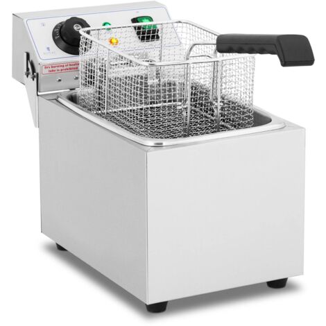Fritteuse Edelstahl Gastronomie Elektro Fritteuse 230 V 8 L Kaltzone 3200 W - Silbern