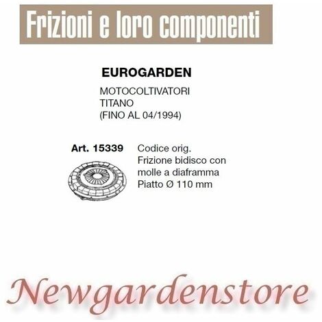 Frizione bidisco motocoltivatore titano compatibile EUROGARDEN 15339 piatto 110
