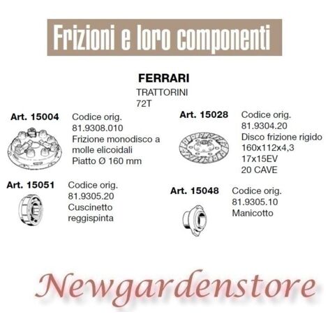 Frizione disco manicotto cuscinetto TRATTORINO 72T FERRARI 15004 15028 15051 3. Cuscinetto 15051