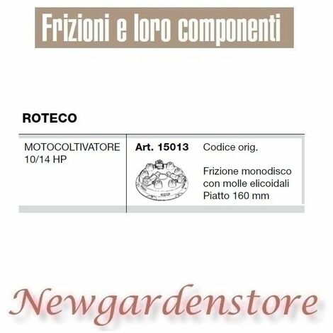 Frizione monodisco 15013 motocoltivatore 10 14hp 160mm compatibile ROTECO