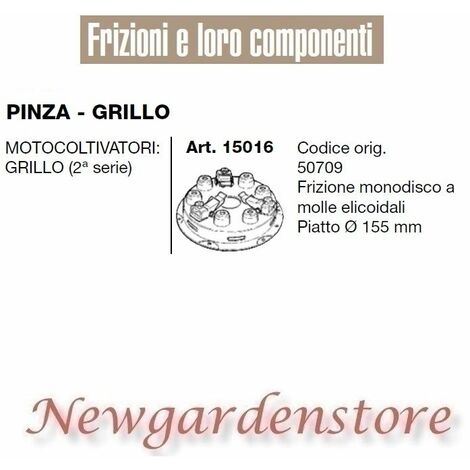 Frizione monodisco motocoltivatore GRILLO 2 serie 15016 PINZA GRILLO piatto 155