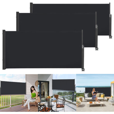 Froadp 100x300cm Toldos de Exterior para Patio Carpas Mampara de Poliéster Resistente Biombos Lateral Retráctil para Balcón y Terrazas Verticales Pergolas Protege la Privacidad y Solar (Antracita)